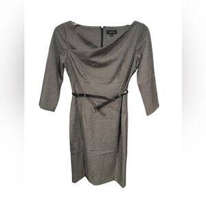 Tahari Arthur S. Levine Sheath Dress Belted 3/4 Sleeve Size 4 NWOT